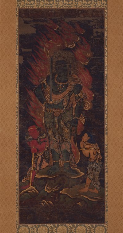 Acala Vidyaraja (Fudō Myōō) und zwei Begleiter von Unknown